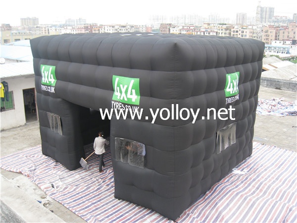 black mobile inflatable cube tent