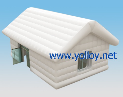 white inflatable log cabin house with for party event