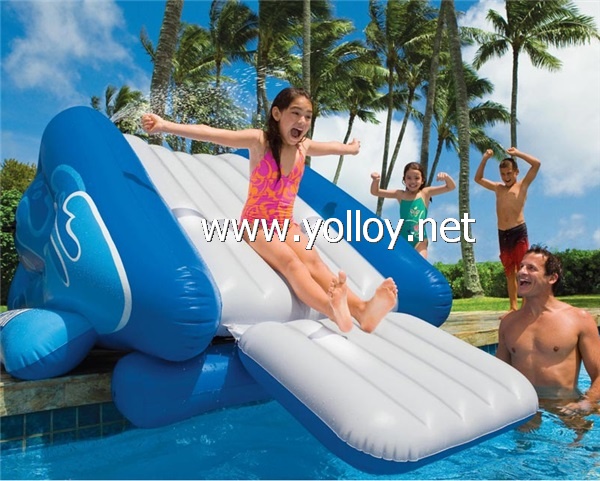 Inflatable water free fall slide