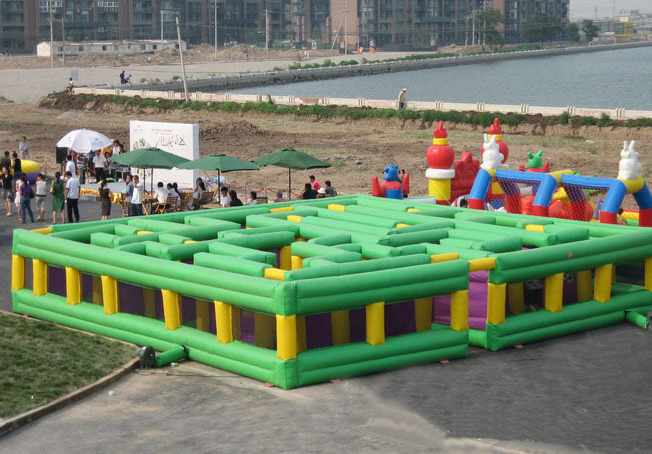 large green inflatable maze game
