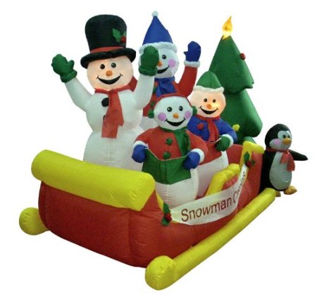 Xmas inflatable sleigh with snowman