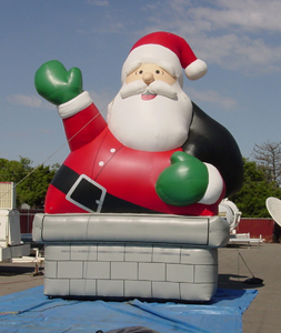 Inflatable santa in chimney