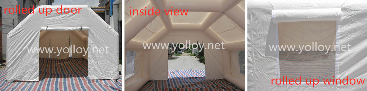 Detailed images of inflatable medical tent during disaster
