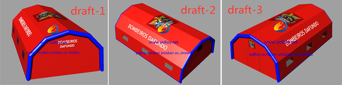 3D design drafts of air tight inflatable emergency tent