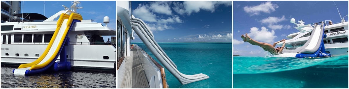 floating inflatable yacht slide