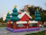 Santa Claus house with snowman Christmas tree