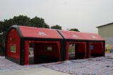 Whole Size: 11mLx5mWx3.3mH
Bigger Part: 7mLX5mWX3.3mH
Smaller Part: 5mLX4mWX3.3mH
Material: Commercial grade PVC tarps
Color: Same as the picture shown