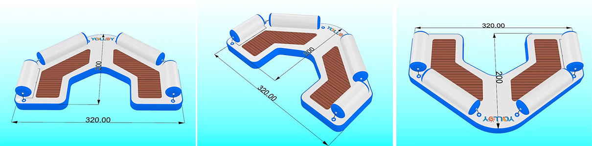 3D design drafts of inflatable C-Dock floating platform