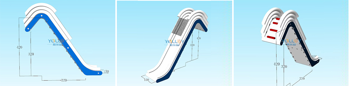 3D des‌ign drafts of inflatable pool slide